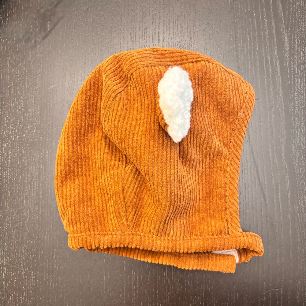 Orange/Brown Bear Corduroy Baby Bonnet